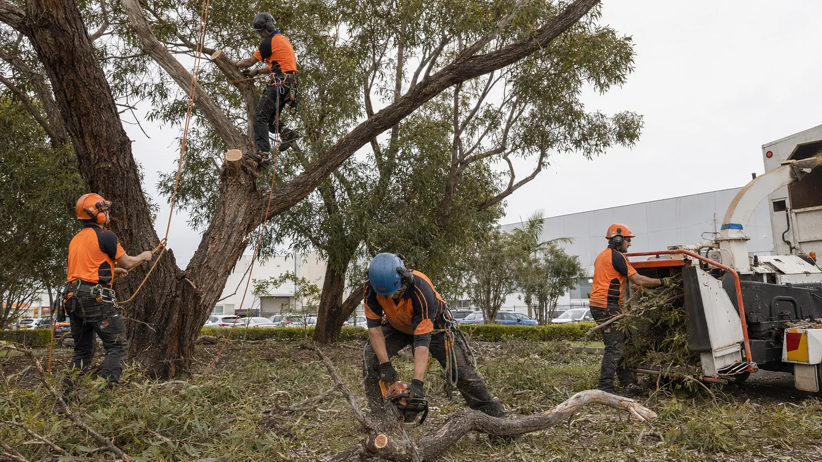 The West Auckland Arborist tree removal team on site